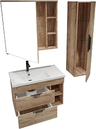 Grossman Мебель для ванной Форта 80 подвесная дуб галифакс – фотография-3